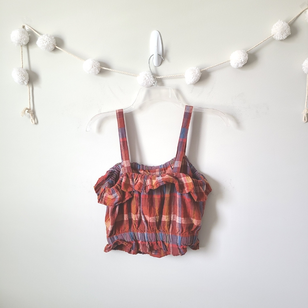 American Eagle Outfitters Orange Plaid Crop Top Size Small - Picture 5 of 7